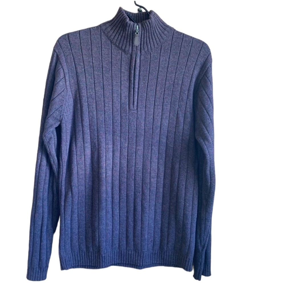 Oscar De La Renta Men's Sweater 1/4 Quarter Zip Tight Knit Maroon Purple Medium